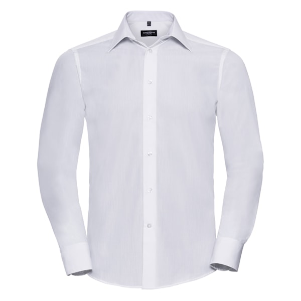 Russell Collection Herr Poplin Easy-Care Skräddarsydd Långärmad White 4XL