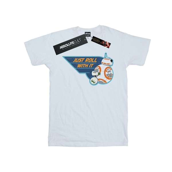 Star Wars: The Rise of Skywalker T-shirt för flickor med D-O och BB-8 Just Roll Wit White 7-8 Years