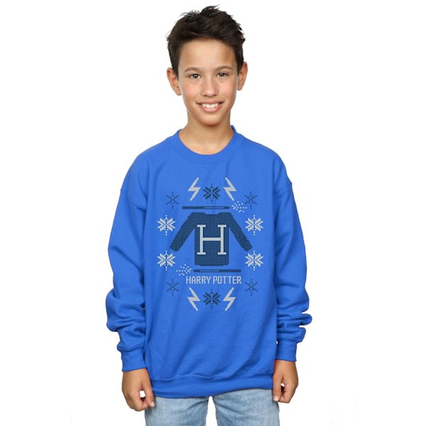 Harry Potter Pojkar Jul Stickad Sweatshirt 9-11 År Royal Blå Royal Blue 9-11 Years