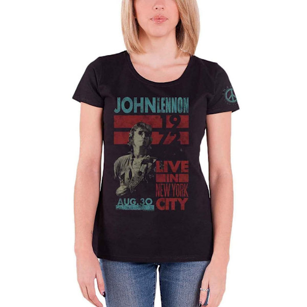 John Lennon Dam/Kvinnor Live In New York City T-Shirt XL Svart Black XL