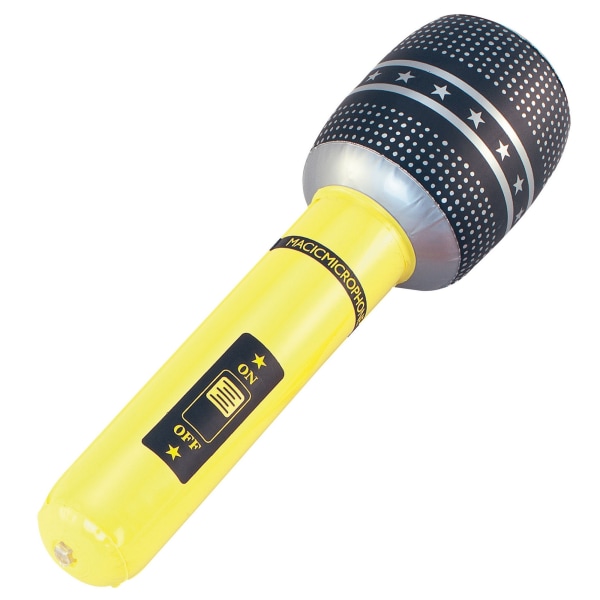 Bristol Novelty Uppblåsbar Mikrofon 40cm Gul/Svart/Silver Yellow/Black/Silver 40cm
