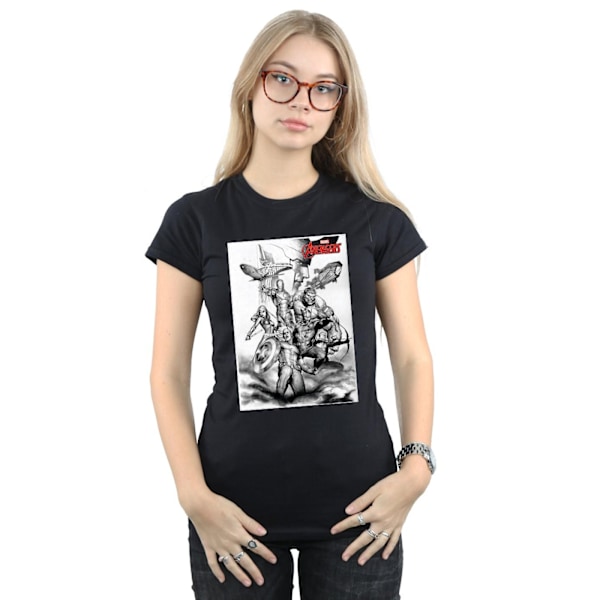 Marvel Womens/Ladies Avengers Assemble Team Sketch Bomull T-shirt Black L