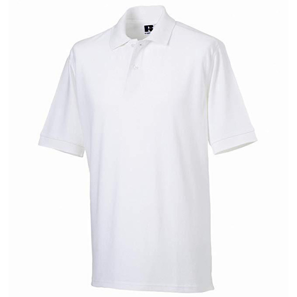 Russell Herr Poloskjorta i 100 % bomull, kort ärm, 4XL, vit White 4XL