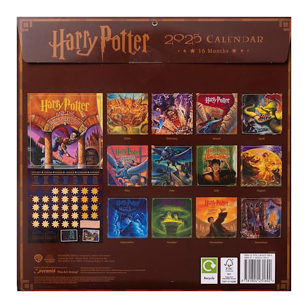 Harry Potter Litterär 2025 Kvadratisk Kalender En Storlek Flerfärgad Multicoloured One Size