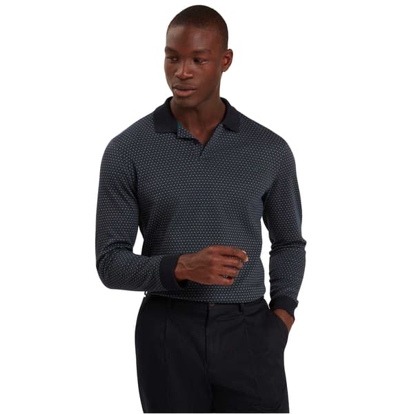 Ted Baker Herr Jacquard Långärmad Pikétröja XXL Marinblå Navy XXL