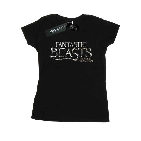 Fantastiska vidunder Kvinnors/Damers Text Logo Bomull T-shirt L Svart Black L