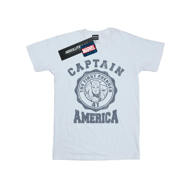 Marvel Girls Captain America Collegiate Cotton T-shirt 12-13 Ye White 12-13 Years