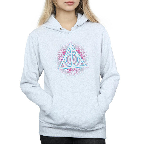 Harry Potter Dam/Kvinnor Neon Dödsreliker Hoodie S Heather Heather Grey S