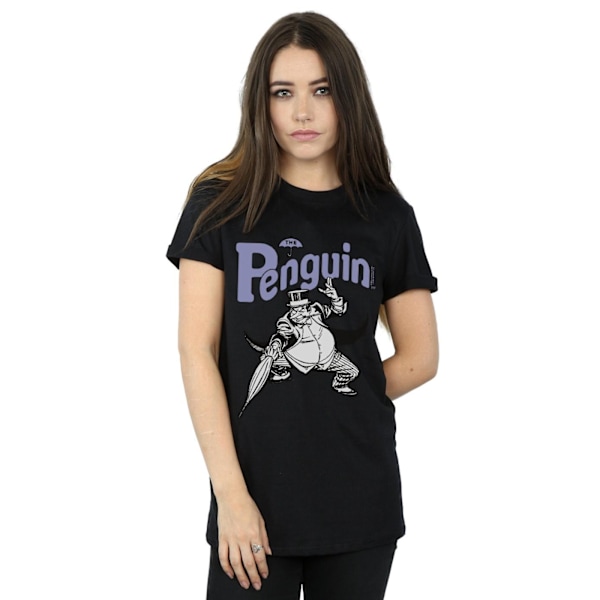 DC Comics Dam/Damer Pingvin Mono Action Pose Bomull Boyfriend T-shirt Black 3XL