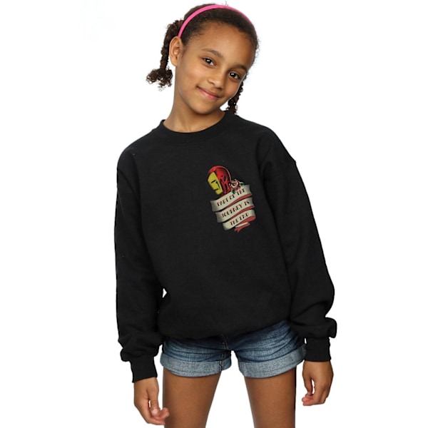 Marvel Girls Iron Man Tattoo Journey Brösttryck Sweatshirt 9- Black 9-11 Years