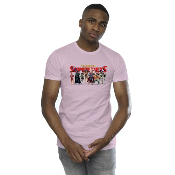 DC Comics DC League Of Super-Pets Group Logo T-shirt för män Baby Pink S