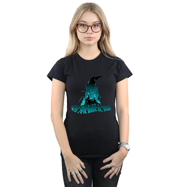 Harry Potter Dam/Kvinnor Hogwarts Silhouette Bomull T-shirt X Black XXL