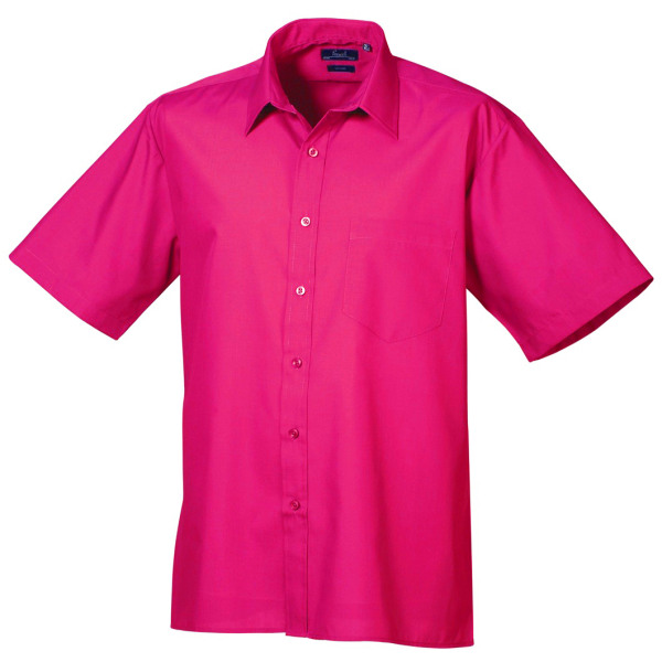Premier Herr kortärmad formell Poplin vanlig arbetsskjorta 15,5 H Hot Pink 15.5