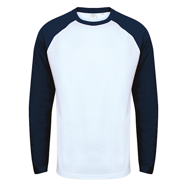 Skinni Fit herr långärmad baseball T-shirt L vit/Oxford marinblå White/Oxford Navy L