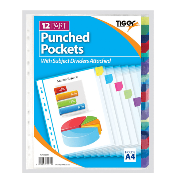 Tiger Stationery A4 Hålslagna fickor (10-pack) One Size Vit White One Size