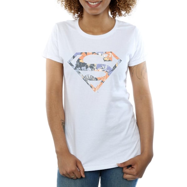 DC Comics Dam/Kvinnor Superman Blommig Logotyp 2 Bomull T-shirt M White M