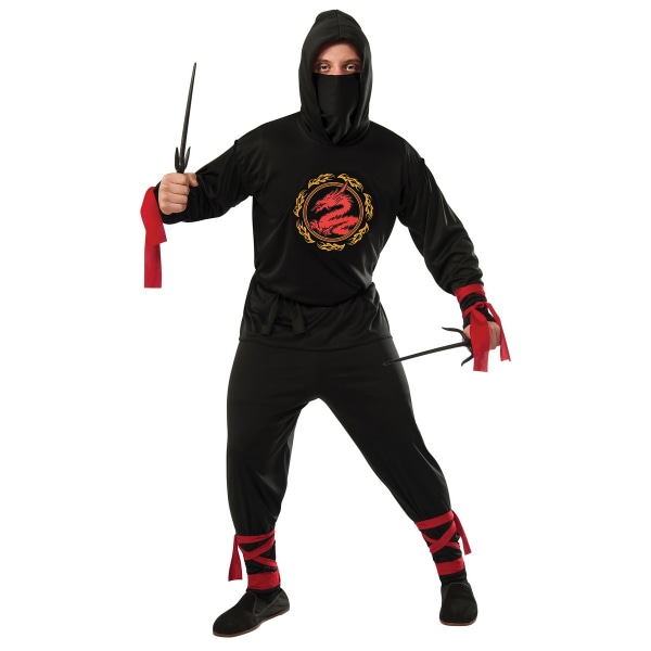 Bristol Novelty Mens Ninja Costume Standard Svart/Röd Black/Red Standard