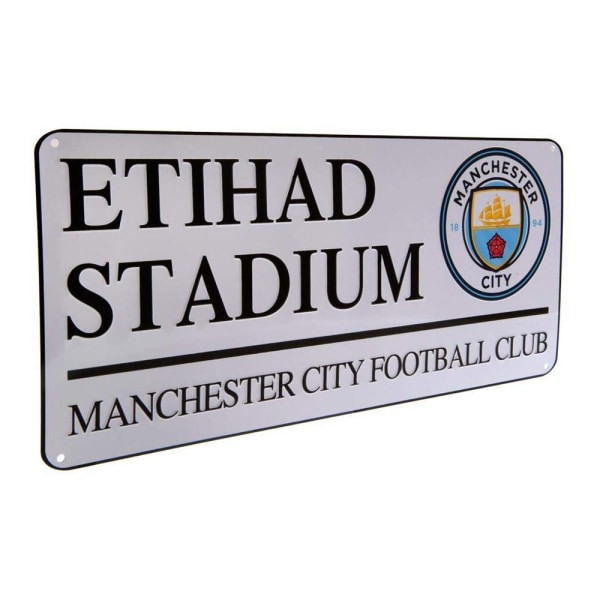 Manchester City FC officiella fotboll Metal Street Sign One Size White/Black One Size