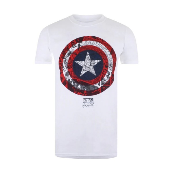 Captain America Mens Shield T-Shirt L Vit/röd/marinblå White/Red/Navy L