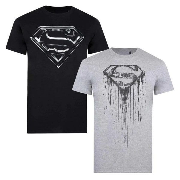 Superman Logo T-shirt för män (förpackning om 2) L Svart/grå Black/Grey L