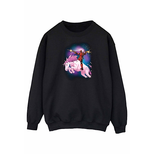 Marvel Dam/Kvinnor Deadpool Space Unicorn Boyfriend Fit Sweatshirt Black XXL
