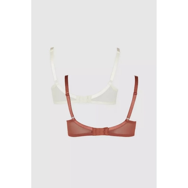 Vacker dam/damdjur tryck mesh bh (2-pack) 32DD T Tan/White 32DD