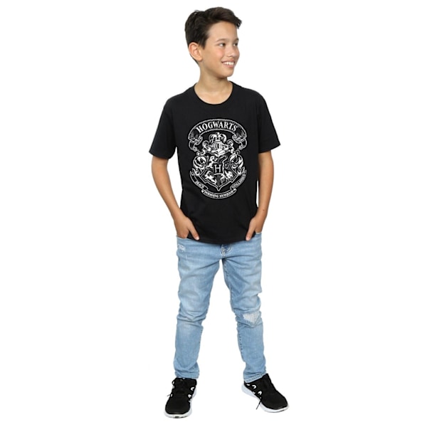 Harry Potter Pojkarnas Hogwarts Vapen Bomulls T-shirt 7-8 År Svart Black 7-8 Years