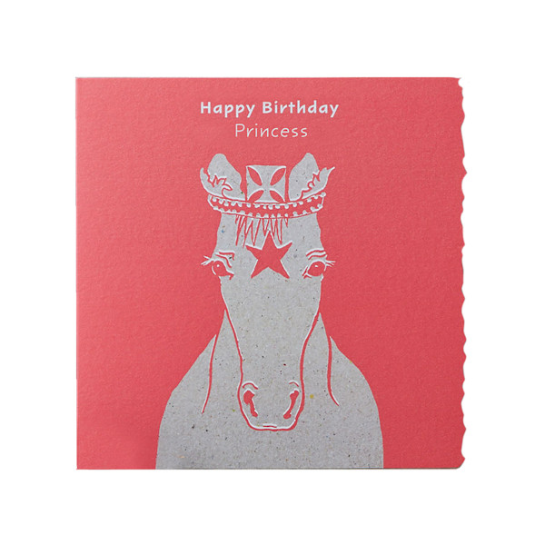 Deckled Edge Colour Block Pony Gratulationskort En Storlek Happy Bi Happy Birthday Princess - Princess One Size