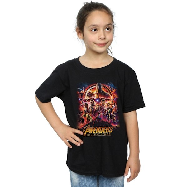 Marvel Girls Avengers Infinity War Film Affisch Bomull T-shirt Black 7-8 Years