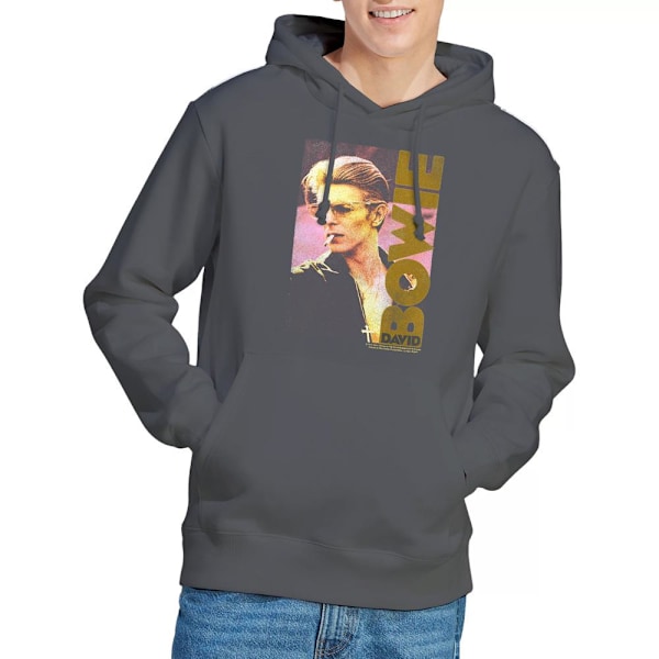 David Bowie Smokin Hoodie för män M Gråmelerad Charcoal M