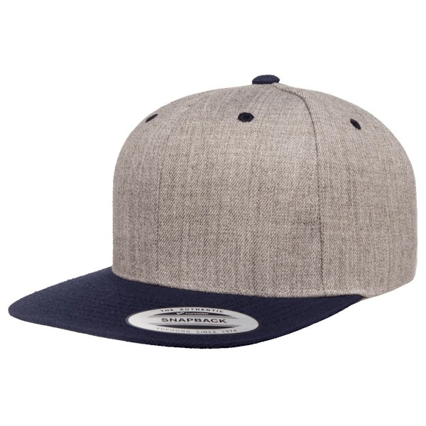 Yupoong The Classic Premium Snapback 2-Tone Cap One Size H Heather Grey/Navy One Size