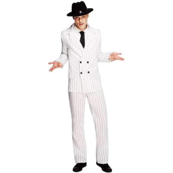 Fever Herr Gangster Kostymset L Vit White L