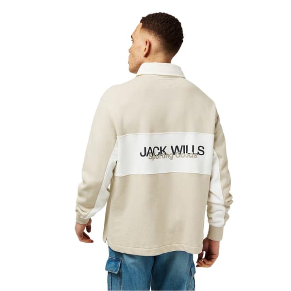 Jack Wills Herr Logotyp Rugbytröja med Avslappnad Passform M Kitt Putty M