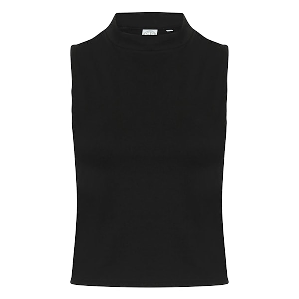 Skinni Fit Dam/Damer Hög Halsad Crop Ärmlös Väst Topp L B Black L