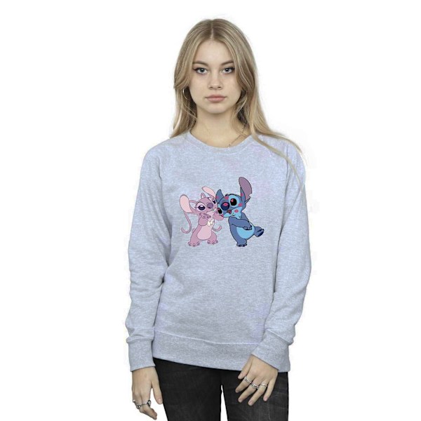 Disney Dam/Kvinnor Lilo & Stitch Kisses Sweatshirt M Sports G Sports Grey M