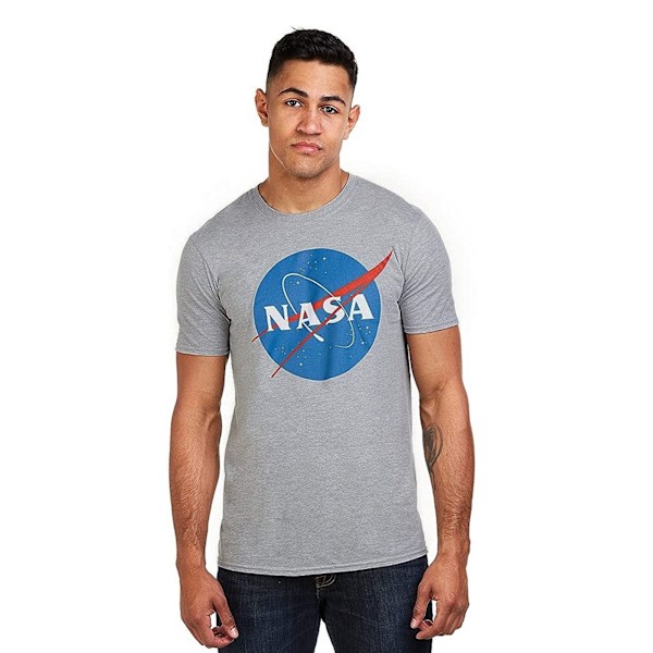 NASA Herr Cirkel Marl Logotyp T-shirt M Sports Grey Sports Grey M