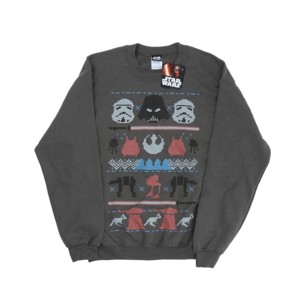 Star Wars Män Dark Side Fair Isle Christmas Sweatshirt XXL Cha Charcoal XXL