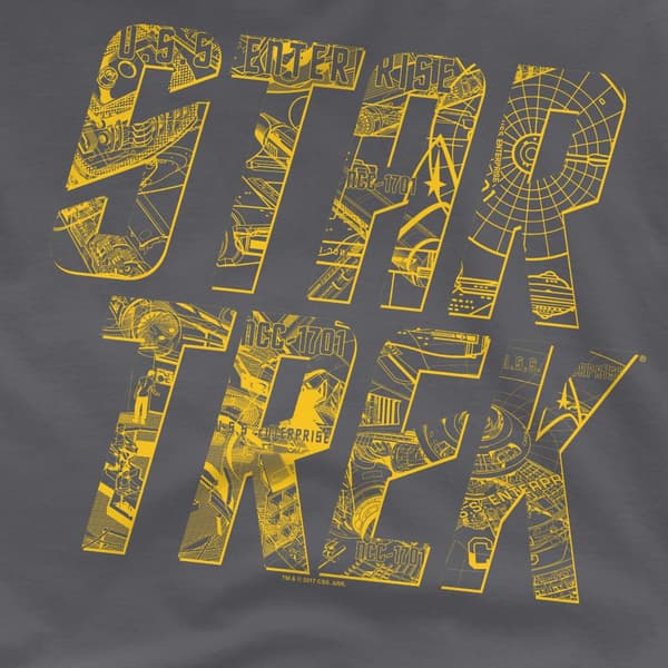 Star Trek Herr Schematic Logotyp T-shirt L Kolgrå Charcoal L
