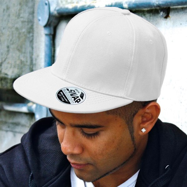 Result Unisex Core Bronx Original Flat Peak Snapback Solid Colo White One Size