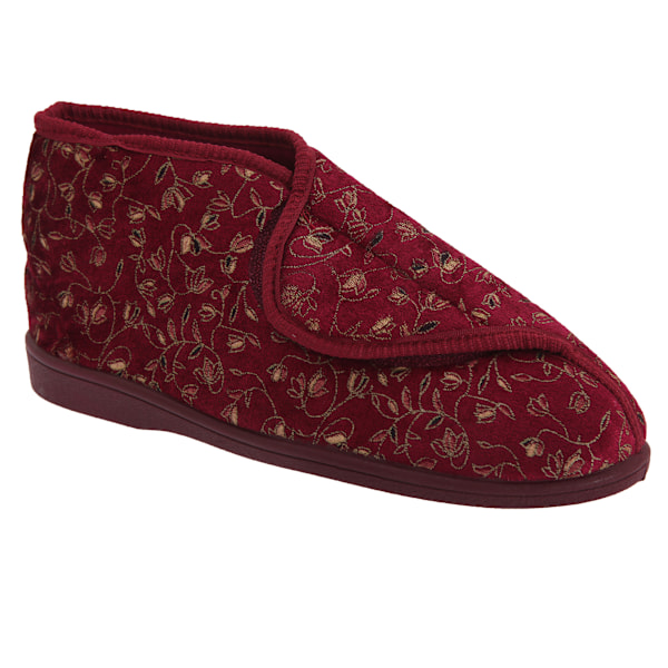 Zedzzz Dam/Kvinnor Geraldine Kardborrfäste Blommig Bootie Sl Wine 4 UK