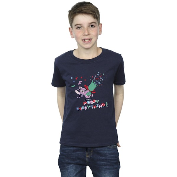 Disney Boys Lilo And Stitch Angel Merry Everything T-Shirt 5-6 Navy Blue 5-6 Years