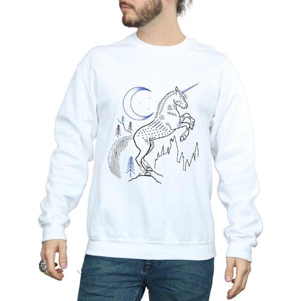 Harry Potter Herr Unicorn Line Art Sweatshirt M Vit White M