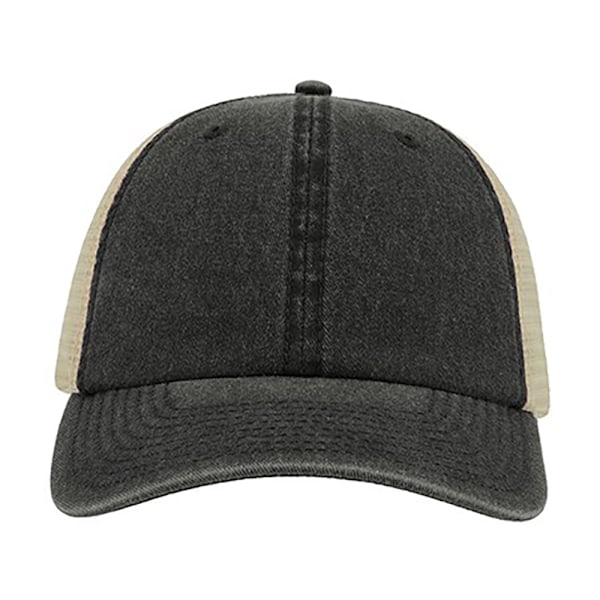 Atlantis Unisex Case Pigment Dyed 6 Panel Trucker Cap One Size Black One Size