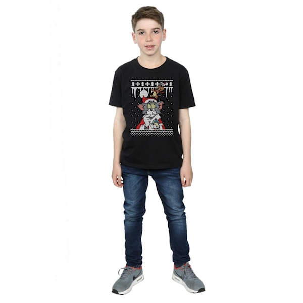 Tom och Jerry Pojkar Jul Fair Isle T-shirt 12-13 år Svart Black 12-13 Years