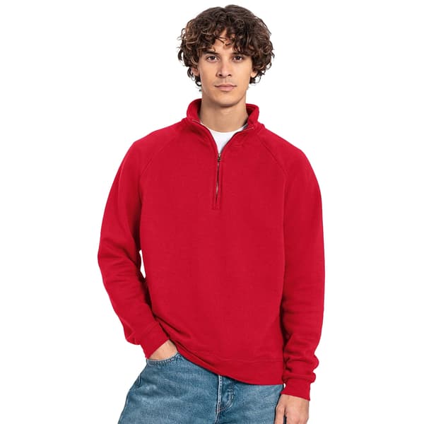 Fruit of the Loom Herr Iconic Premium Half Zip Sweatshirt S Röd Red S
