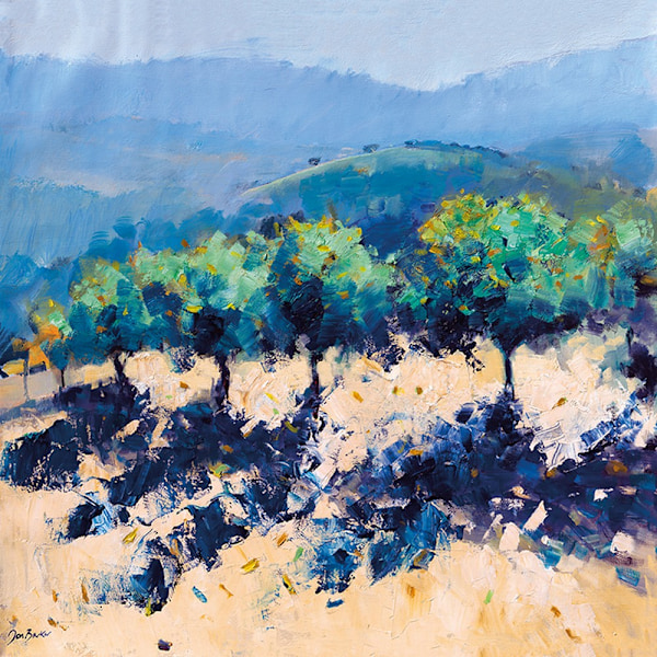 Jon Barker Morning Shadows Simou Poster 40cm x 40cm Blå/Grön/ Blue/Green/Yellow 40cm x 40cm