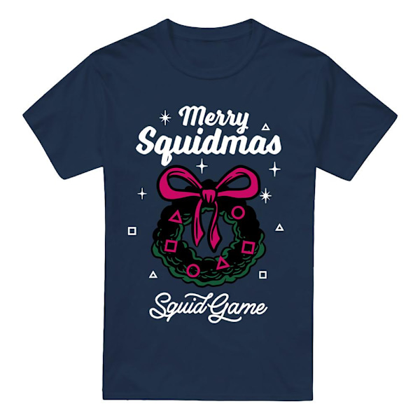 Squid Game Herr Merry Squidmas Krans T-Shirt XXL Marinblå Navy XXL