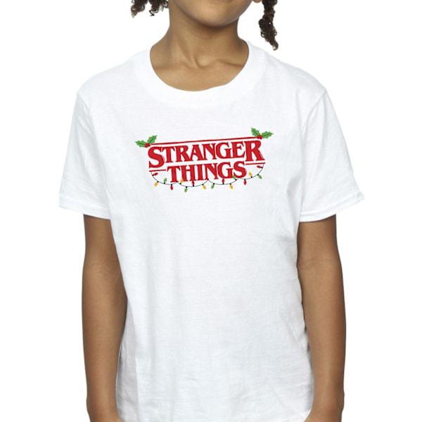 Netflix Girls Stranger Things Julbelysning Bomull T-shirt 7 White 7-8 Years