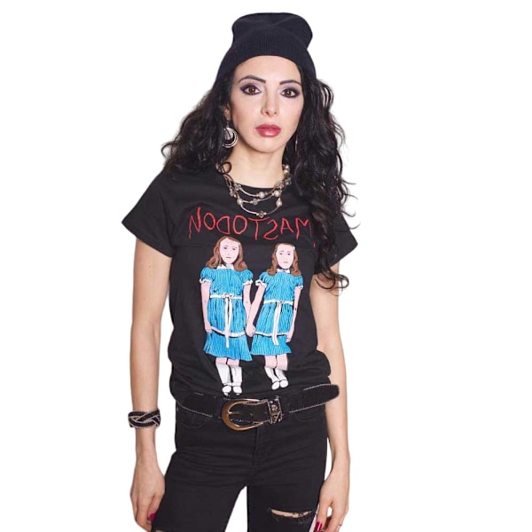 Mastodon Dam/Kvinnor Tvillingar Bomull T-shirt S Svart Black S