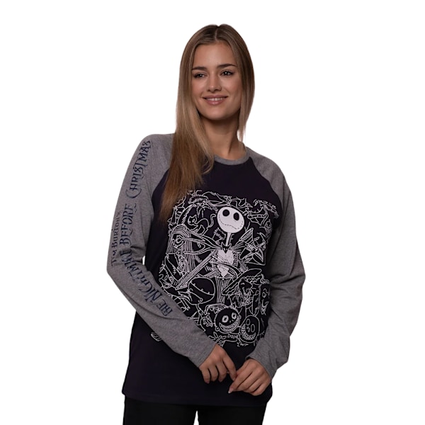 Nightmare Before Christmas Unisex Vuxen Jack Crowd Långärmad Navy Blue/Grey XXL